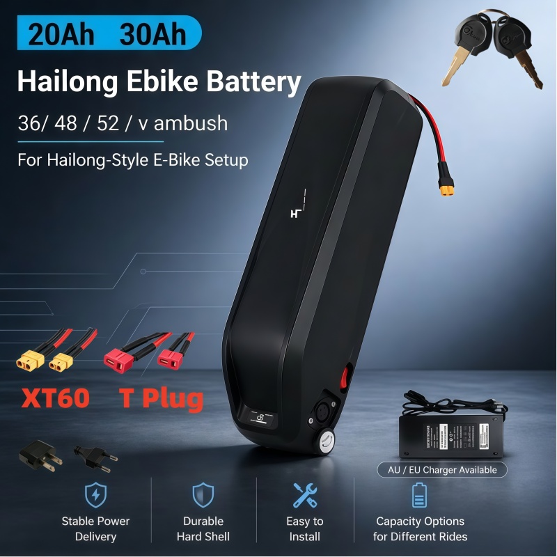 Ebike Battery 48V 20Ah Hailong - 多用途ハイルンバッテリー、マルチ電圧36V 48V 52V 12Ah 15Ah 18Ah
